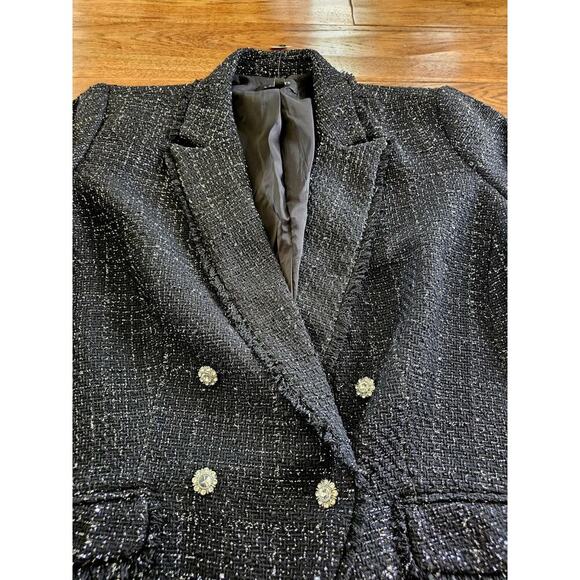 Talbots Metallic Black Fringe Tweed Blazer Women's Size 18WP NWT Career Party - Picture 7 of 16